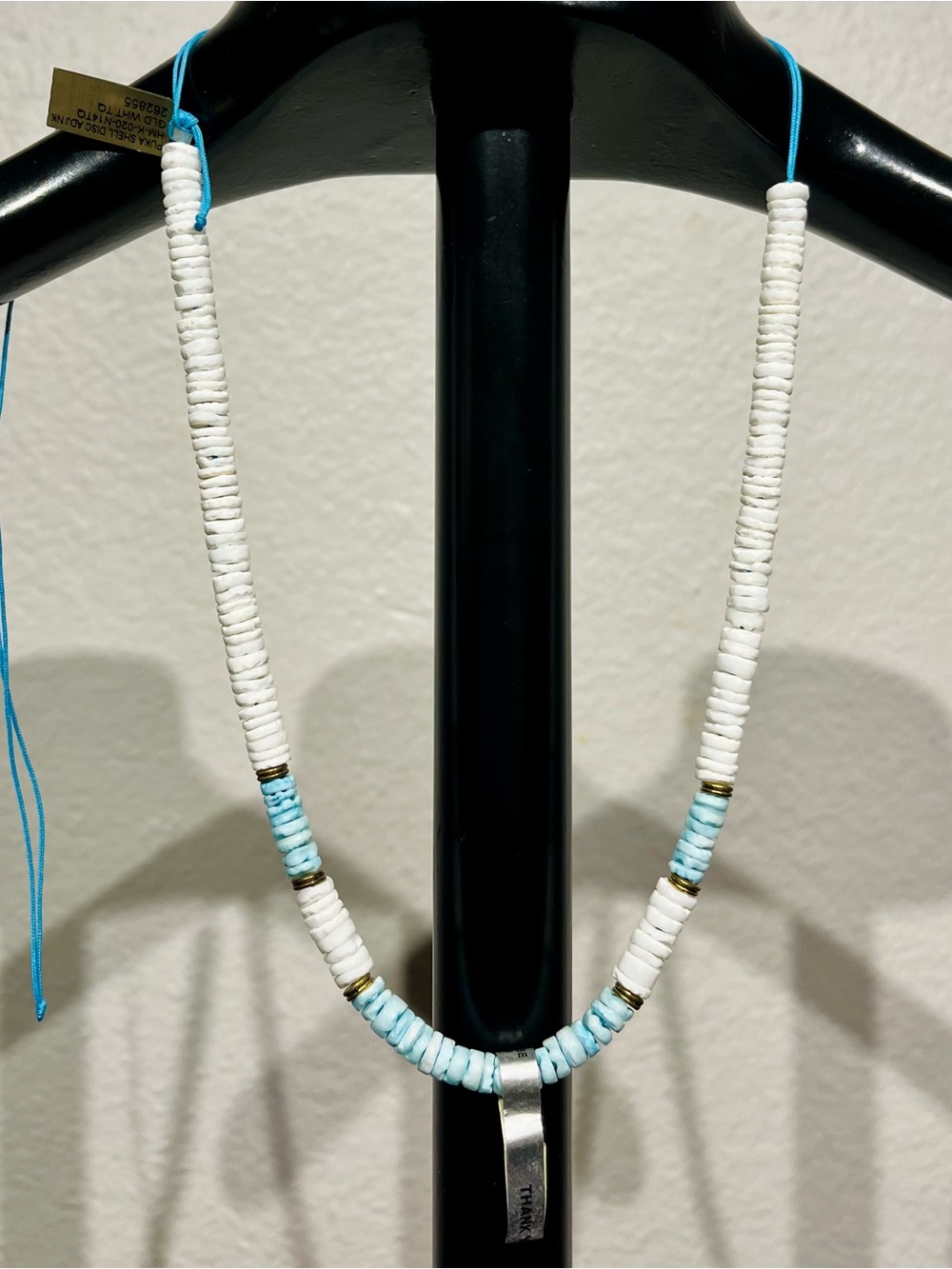 Blue Ruby Jewellery White and Light Blue Puka Shell Necklace
